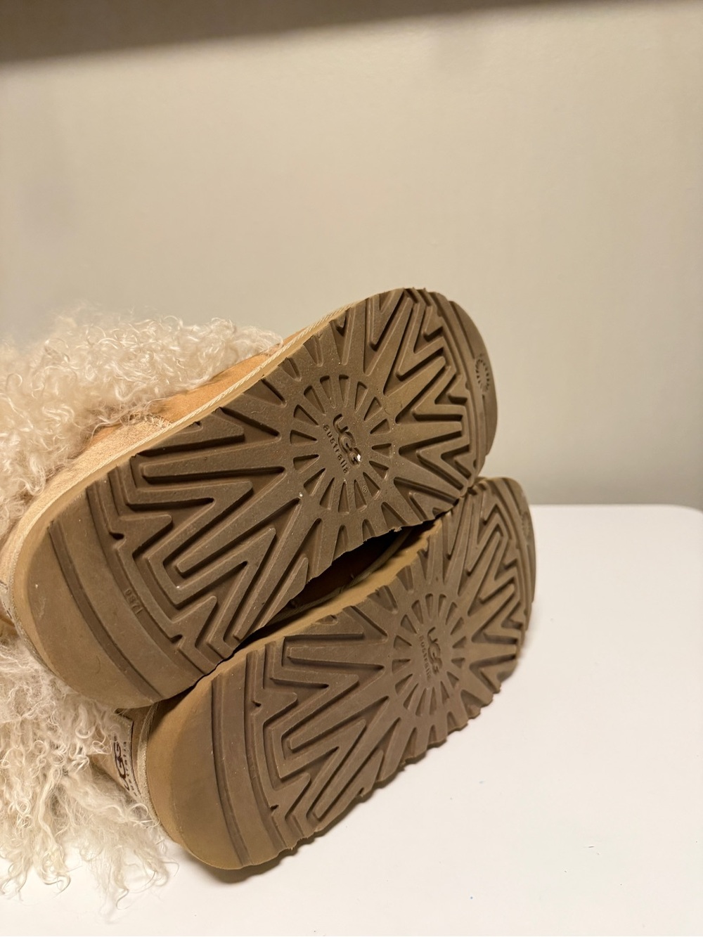 UGG Australia Short 1875 Tan Suede Mongolian Fur Winter Boots Women’s US 8 - Picture 7 of 12